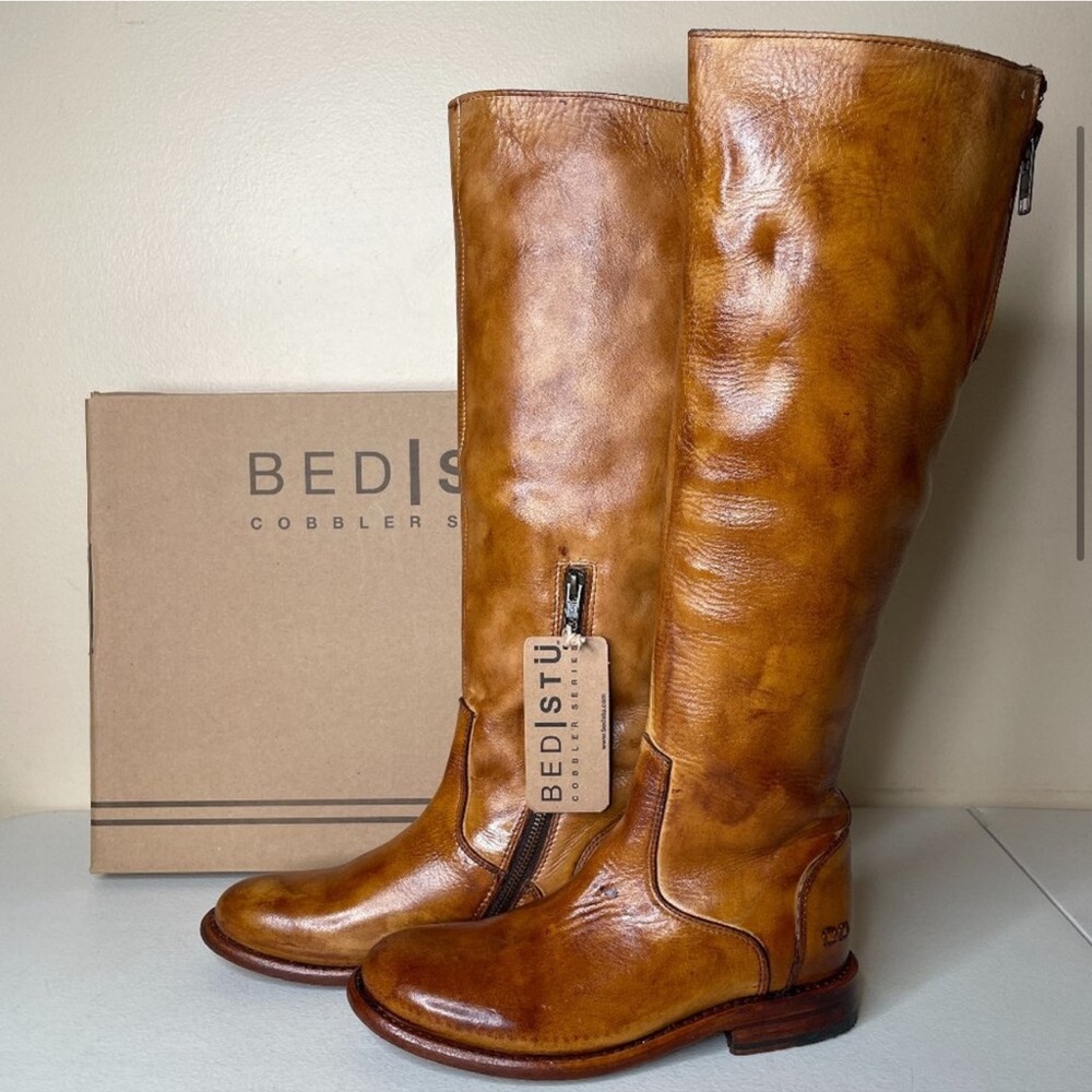 BED STU Tess Windsor Tan Glaze Riding Boots Size 7.5